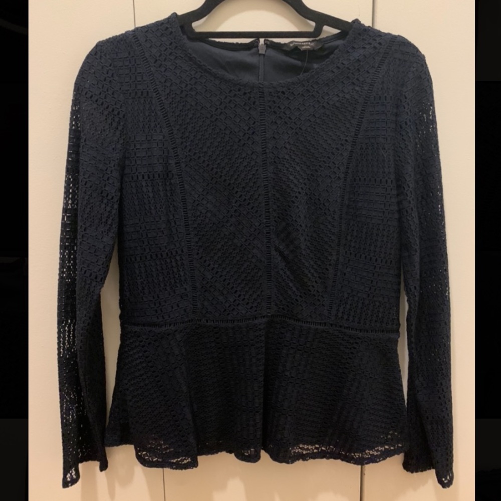 NWT Banana Republic ~ Navy Lace Peplum Top - S